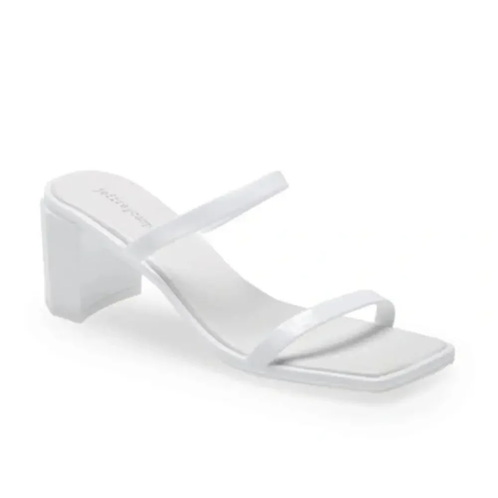 JEFFREY CAMPBELL Jamm-3 Jelly Slide Sandal White Shiny Square Toe Women's 7